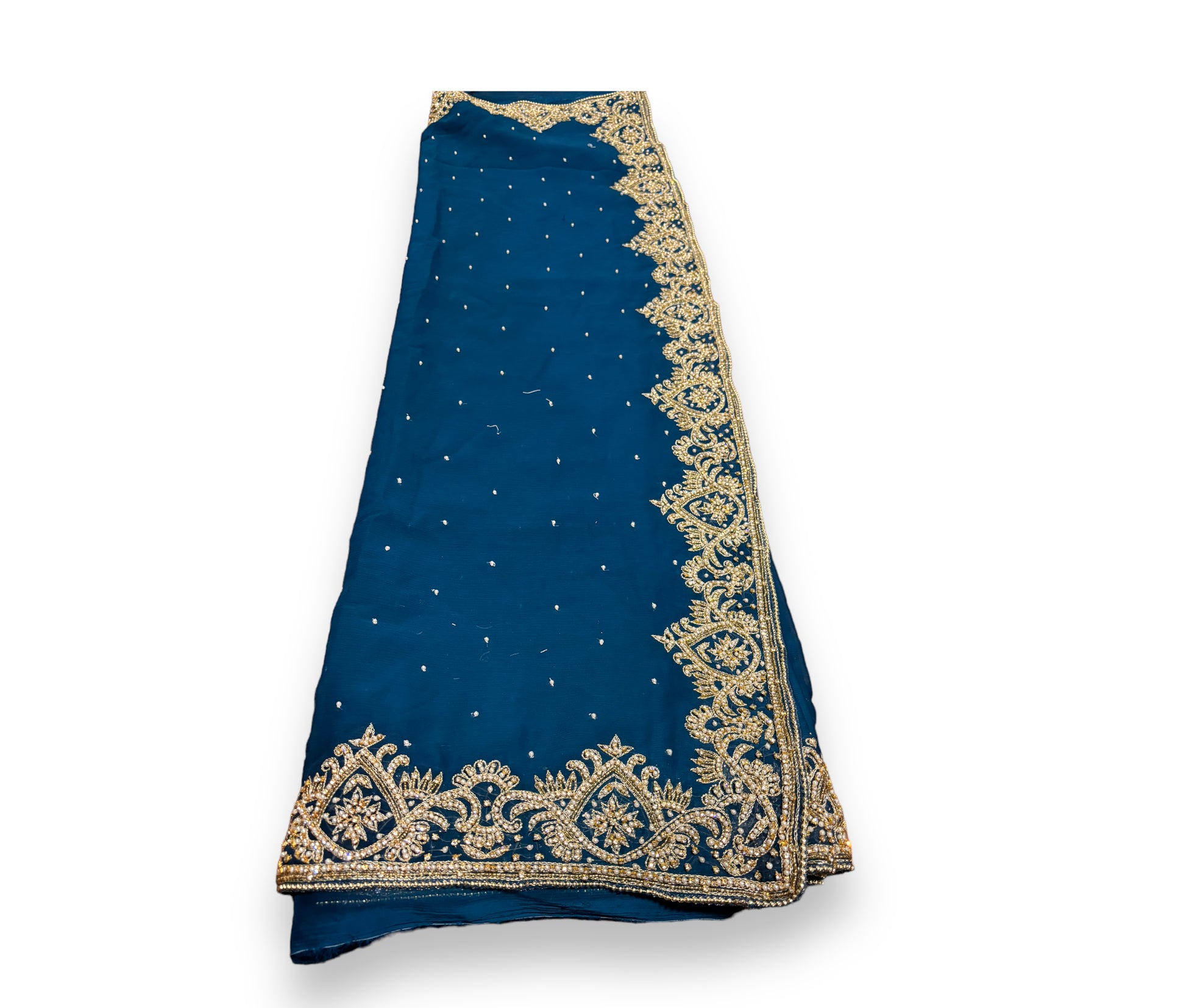 Designer handwork saree with dupatta by Saree Ghor Charlotte, featuring intricate embroidery and a matching blouse for women.