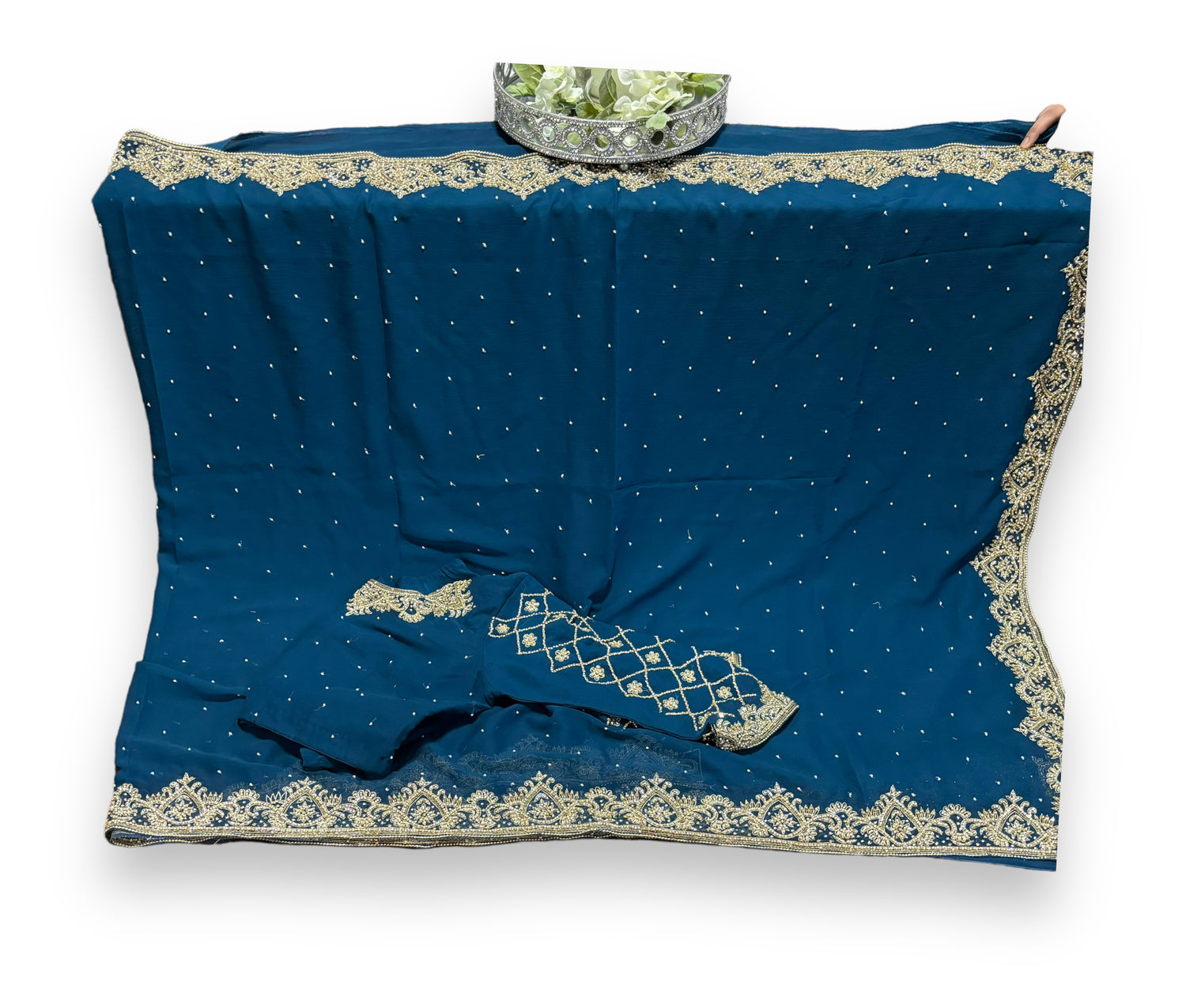 Designer Handwork Saree with Dupatta Ensemble- Indian Ethnic Wear for Women - Saree Ghor Charlotte