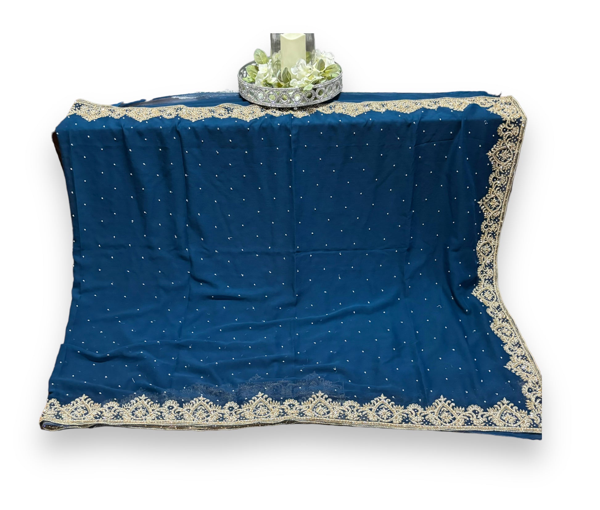 Designer Handwork Saree with Dupatta ensemble by Saree Ghor Charlotte, featuring intricate embroidery and a matching blouse for women.