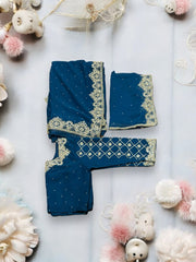 Designer handwork saree with dupatta from Saree Ghor Charlotte, featuring intricate embroidery and a matching blouse for women.