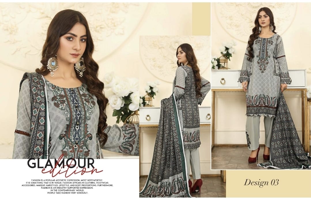 Luxurious Embroidered Haya Designer Linen Pakistani Dress -03