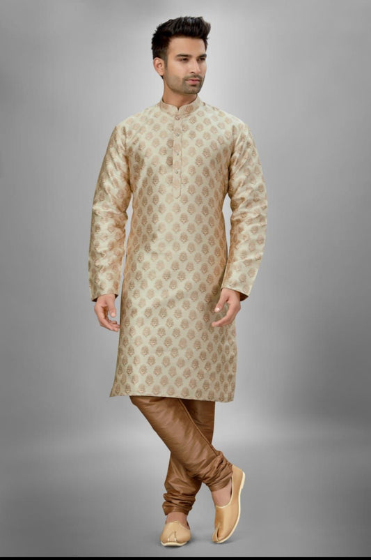 OFF WHITE Luxurious Silk Kurta Pajama for Men- 6321