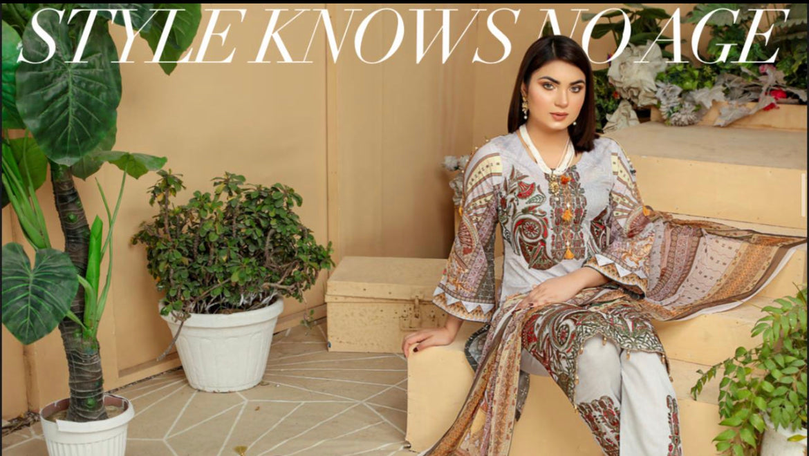 Timeless Embroidered Soni Brand Linen Pakistani Dress