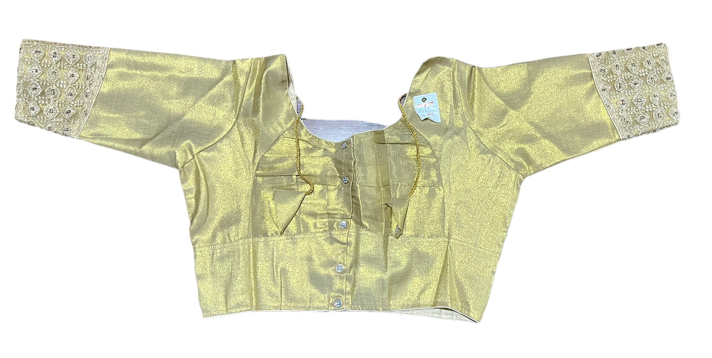 The Perfect Fit: Golden Designer Readymade Blouse for Effortless Style