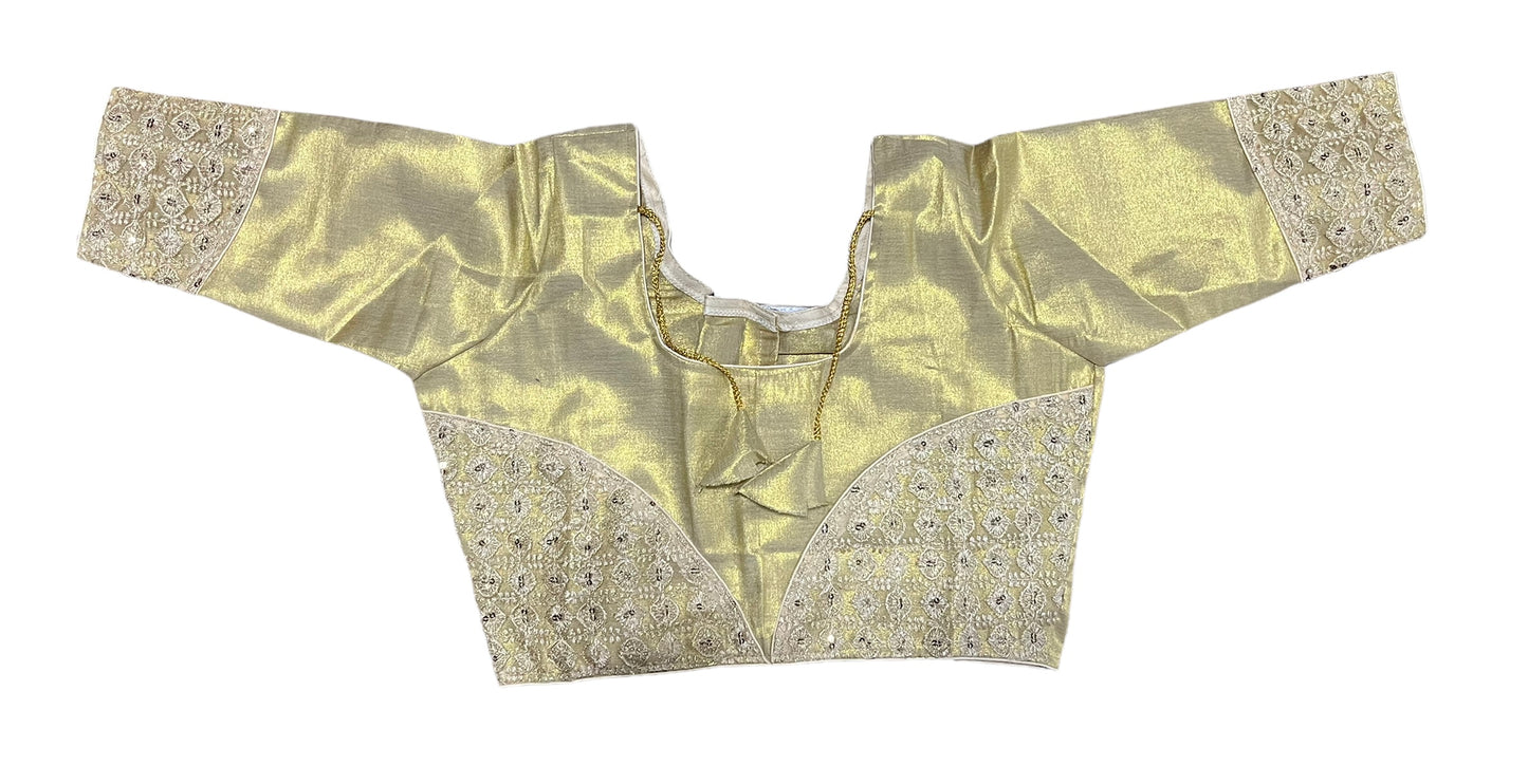 The Perfect Fit: Golden Designer Readymade Blouse for Effortless Style