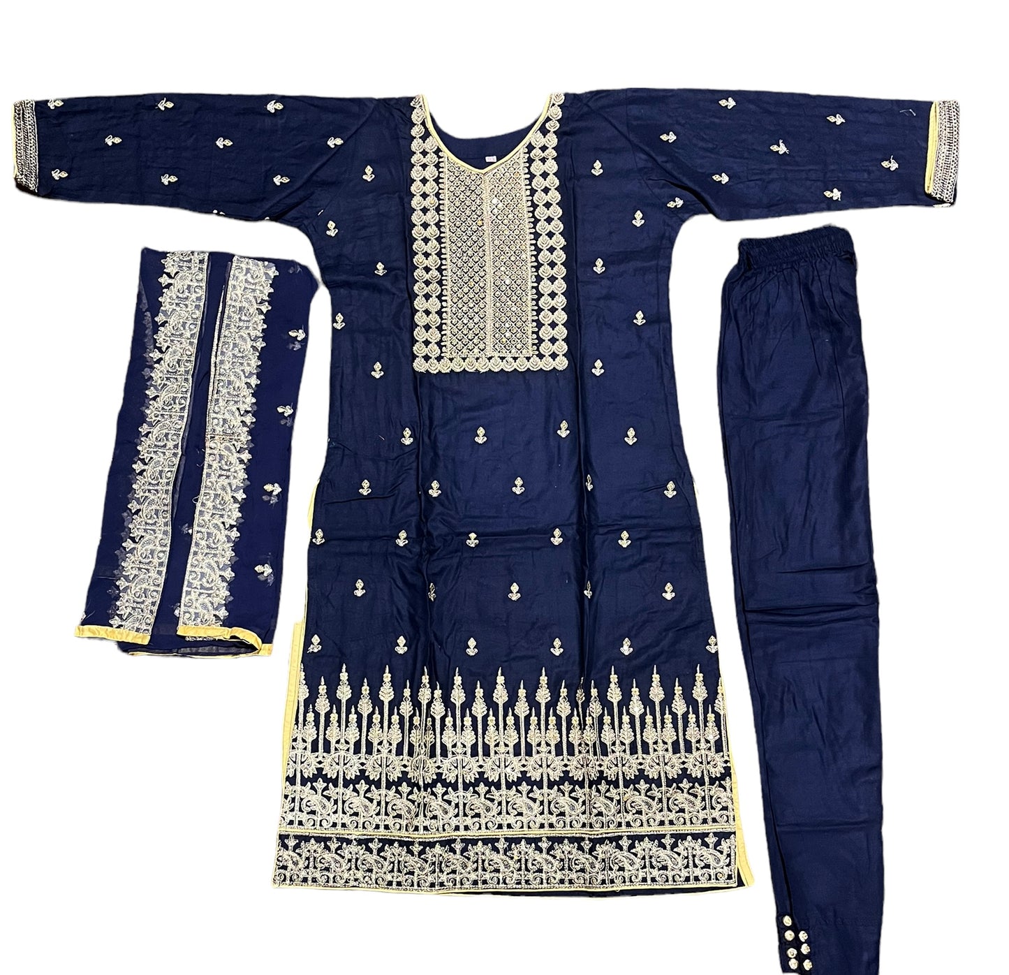 Dark Navy Blue -Stylish Linen Aura: Party Wear Salwar Kameez
