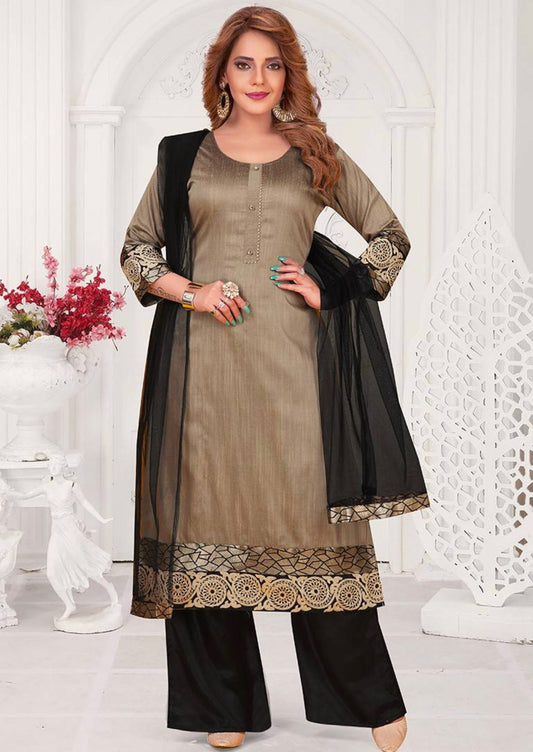 Stylish Gray Color N F Churidar Casual Wear Salwar Kameez