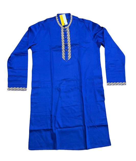 Blue Traditional Men's Silk Kurta