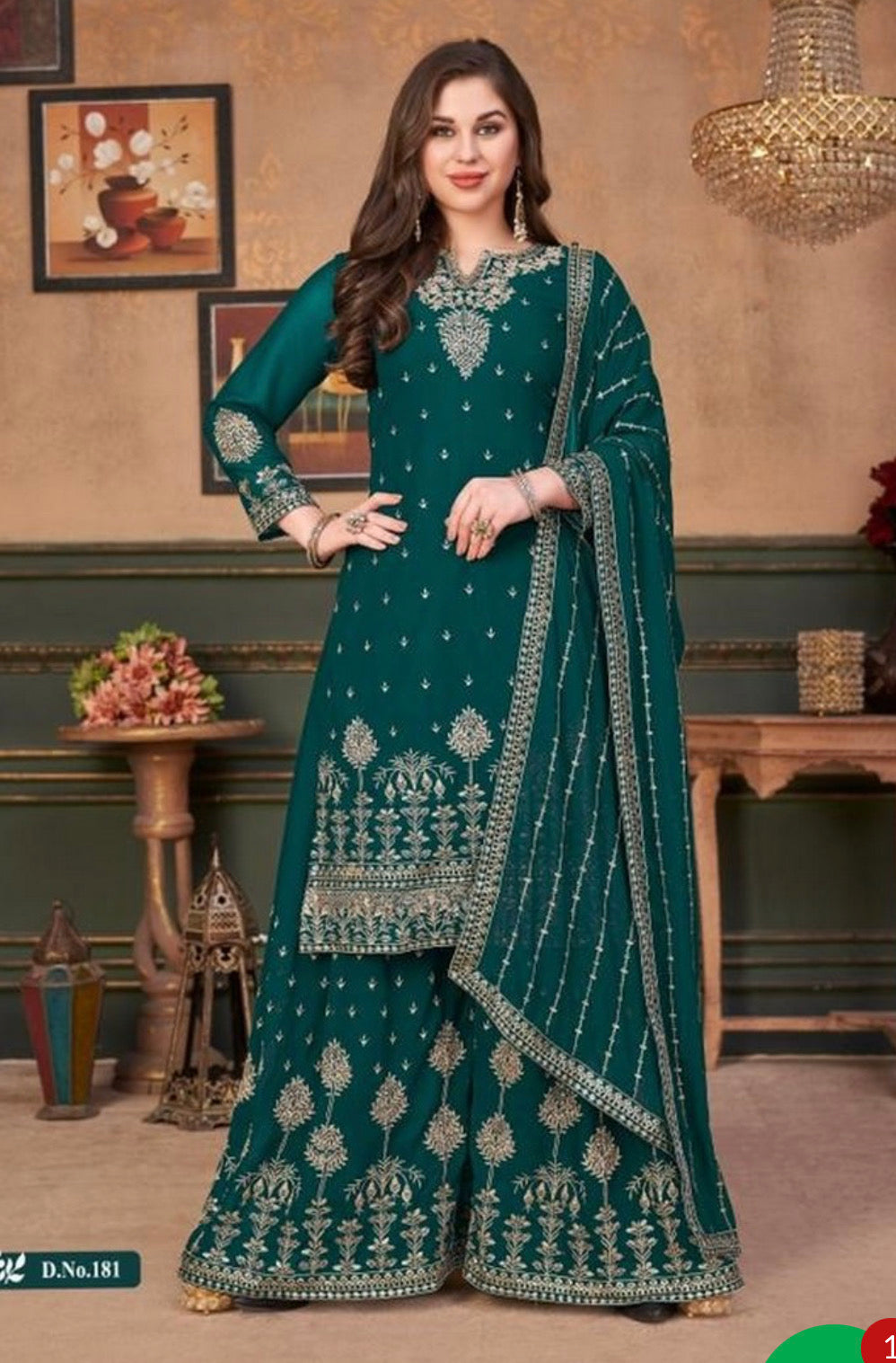 Splendid in Green: Festive Wear Georgette Heavy Designer Salwar Suit Collection