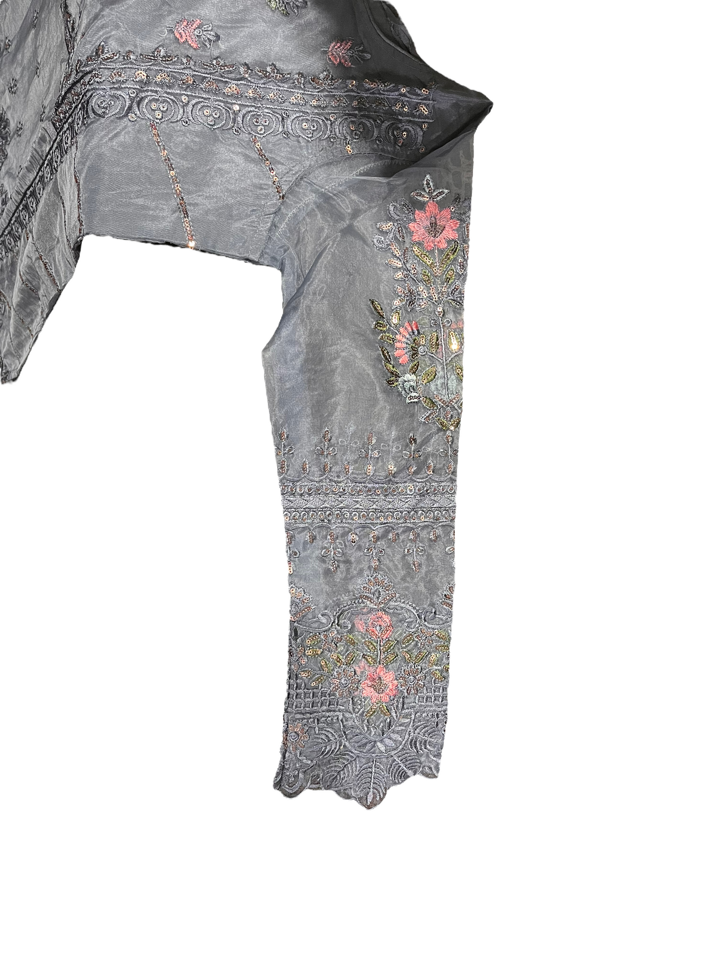 Gray Fancy Designer Organza Salwar Suit with Exquisite Embroidery