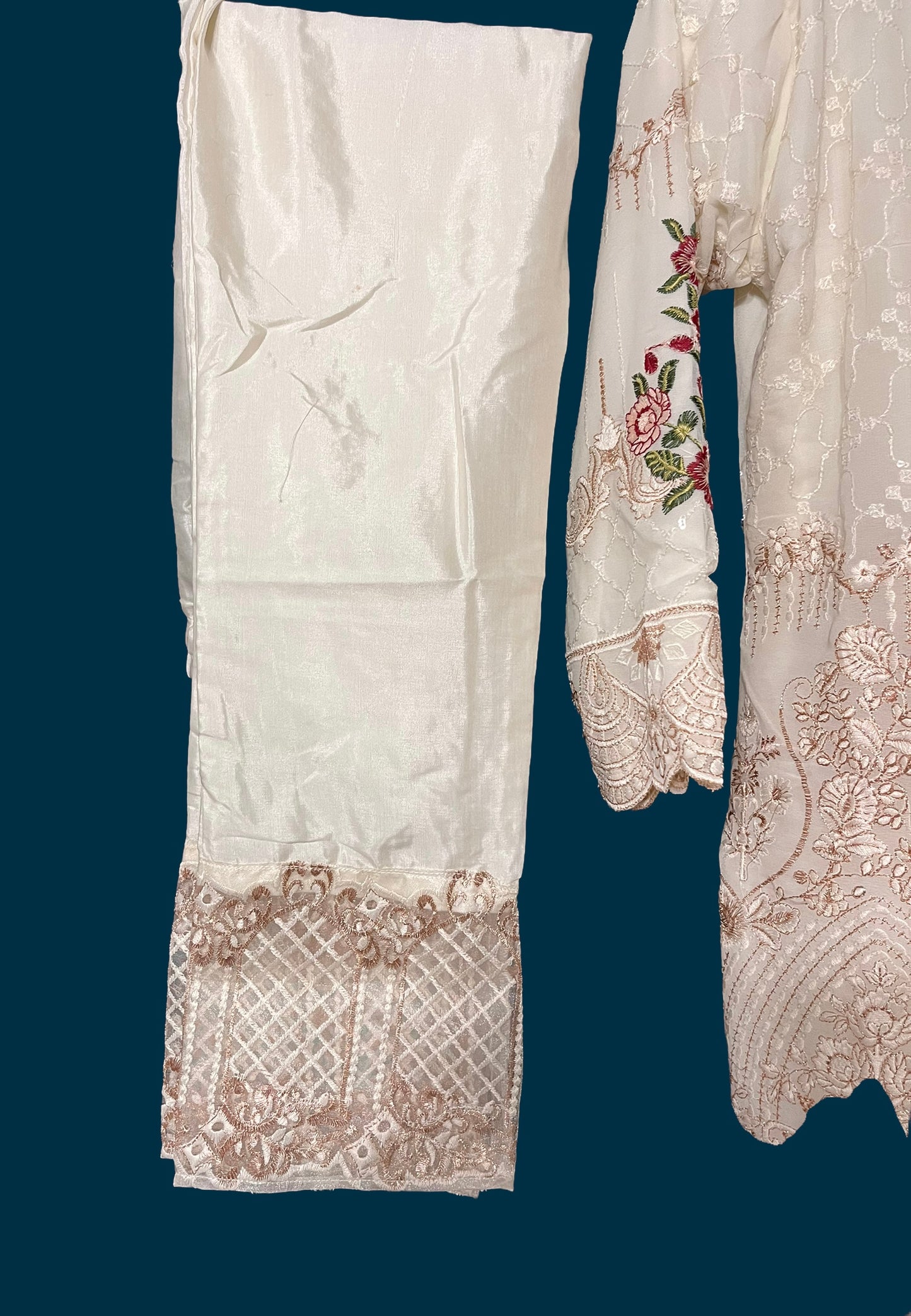 Cream Georgette Suit with Beautiful Embroidery Work