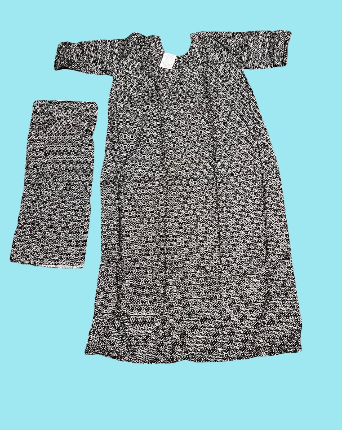 Effortless Elegance: Linen Maxi Dress with  Dupatta - 051