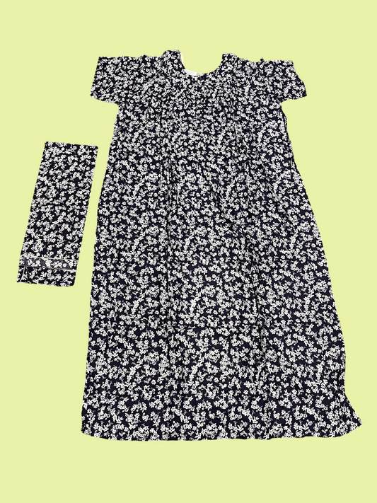 Effortless Elegance: Linen Maxi Dress with Dupatta - Big Size - 13