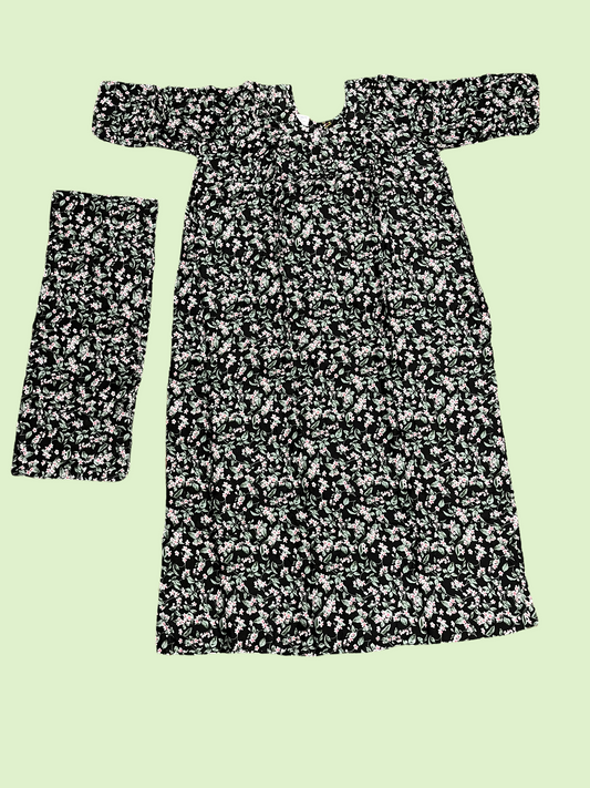 Effortless Elegance: Linen Maxi Dress with Dupatta - 16