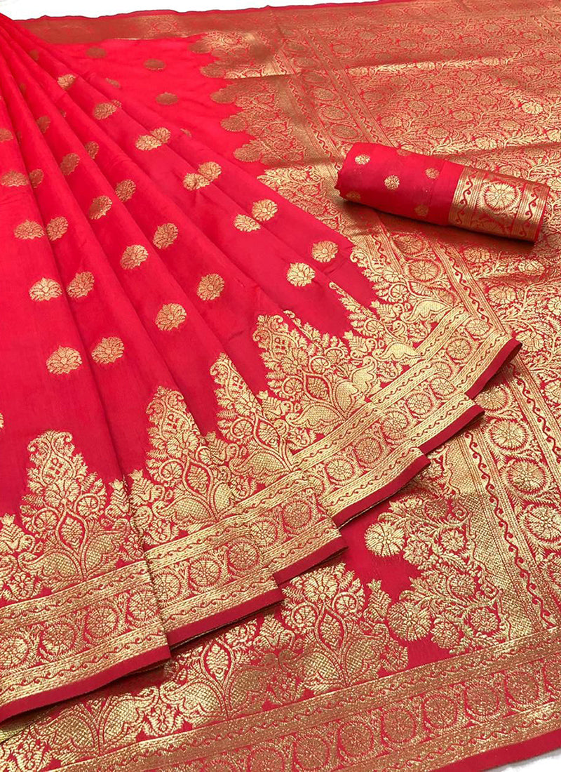 Red - Banarasi Silk Traditional Wear Weaving Saree