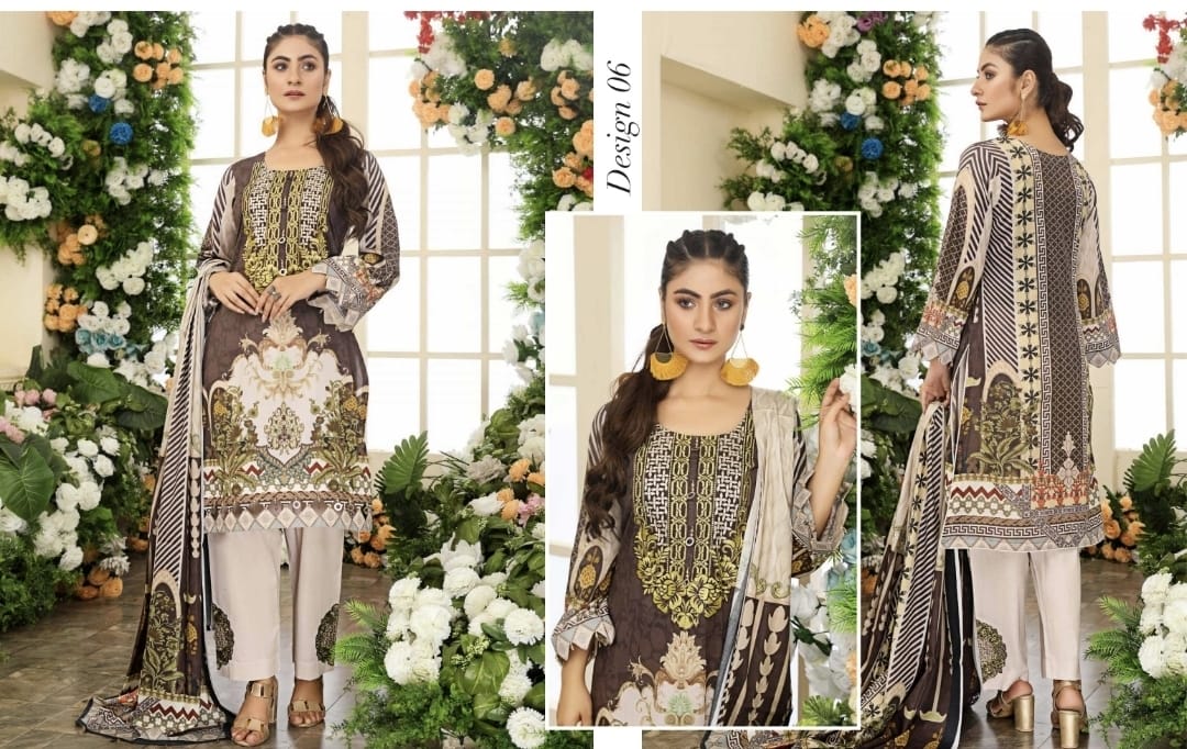 Luxurious Embroidered Haya Designer Linen Pakistani Dress -06