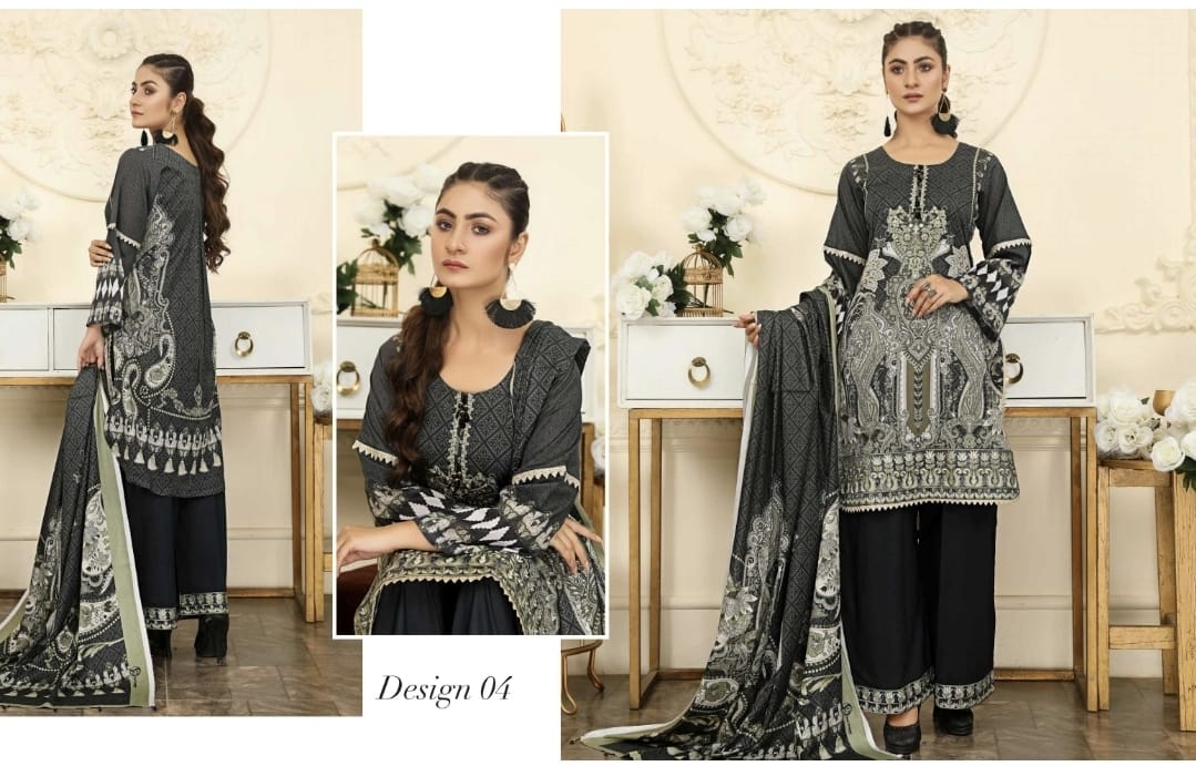 Luxurious Embroidered Haya Designer Linen Pakistani Dress -04