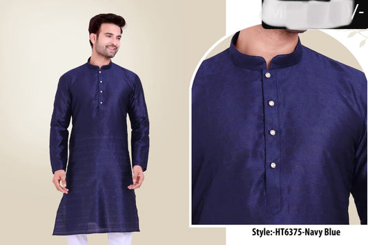 Navy Blue Luxurious Silk Kurta Pajama for Men