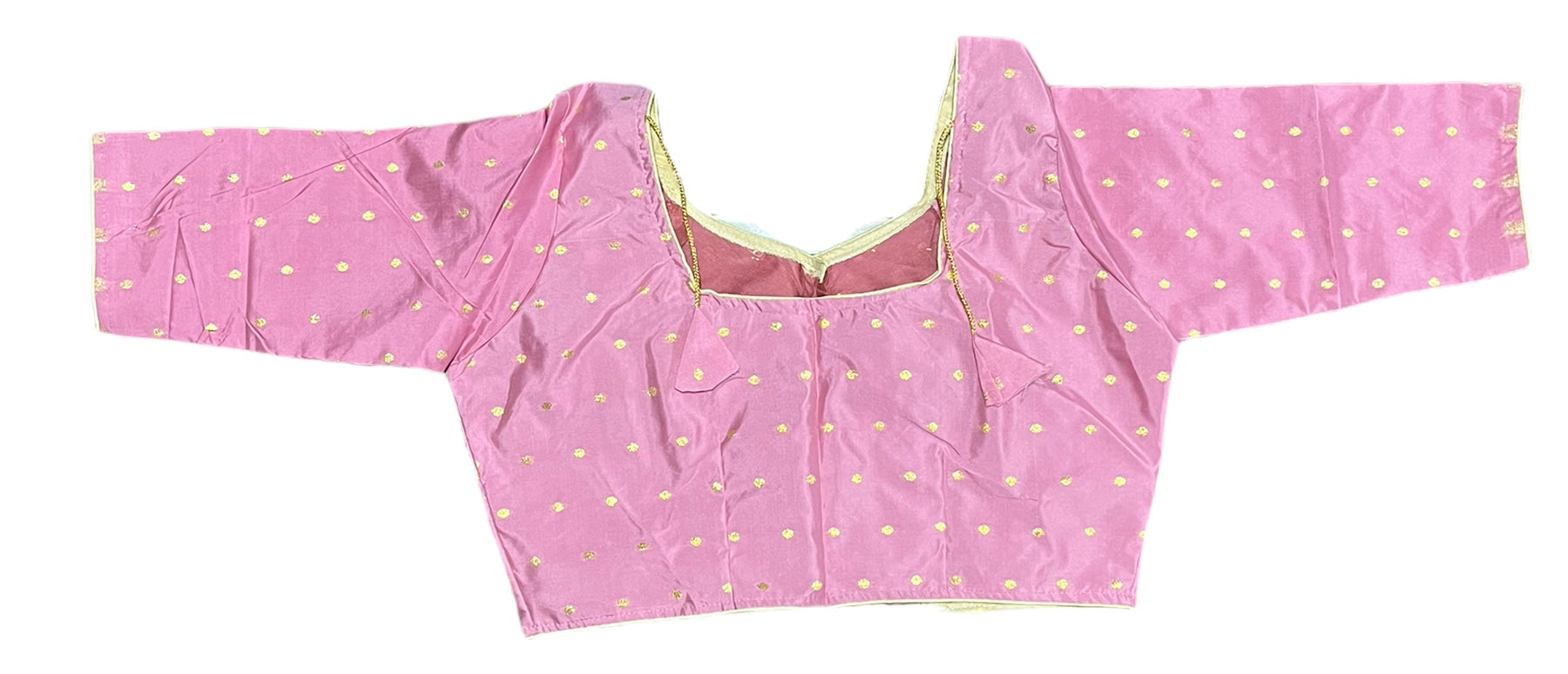 Pink traditional ready-made blouse for saree from Saree Ghor Charlotte, featuring ethnic design and intricate embroidery for women.