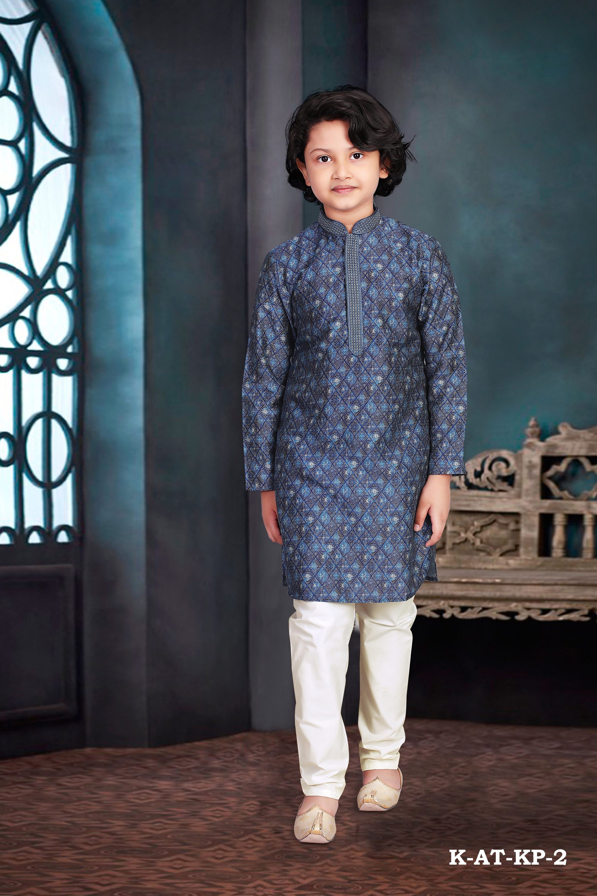 Poly Digital Print Traditional Kurta Pajama Set for Boys, Cultural Wear - Saree Ghor Charlotte