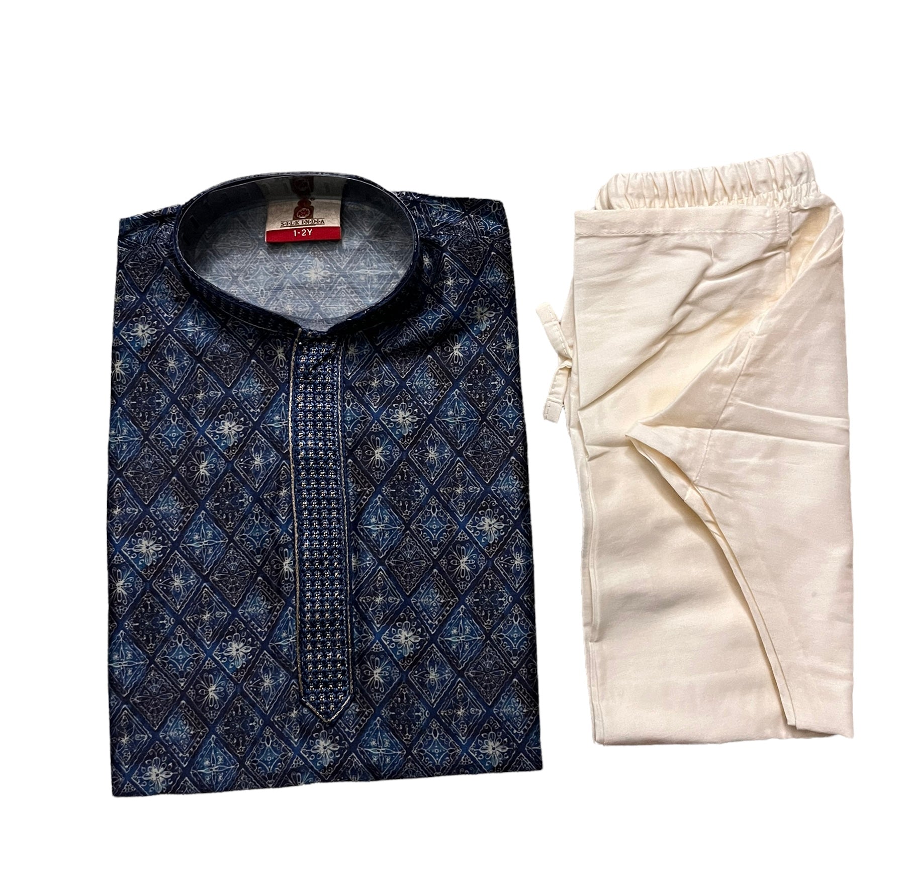 Poly Digital Print Traditional Kurta Pajama Set for Boys, Cultural Wear - Saree Ghor Charlotte