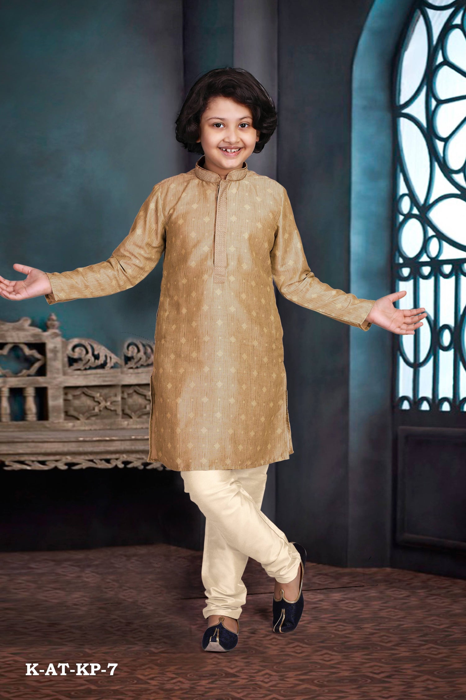 Poly Digital Print Work Traditional Kurta Pajama Set for Boys - Ethnic Wear - Saree Ghor Charlotte