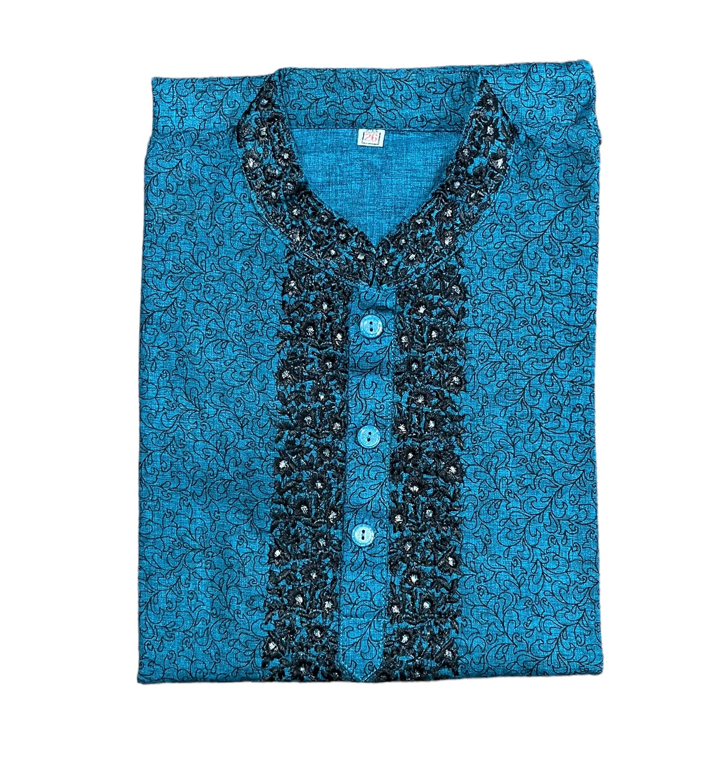 Traditional blue boys' cotton kurta by Saree Ghor Charlotte, featuring ethnic design for children aged 4-5 years.