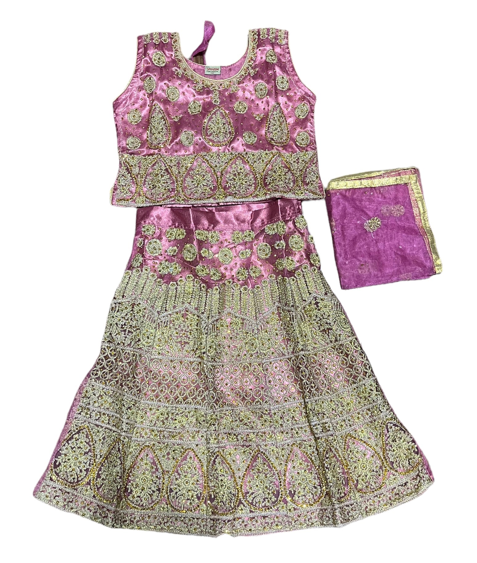 Traditional girls' Lehenga Choli set by Saree Ghor Charlotte, colorful ethnic wear for kids, suitable for ages 1-2 years.