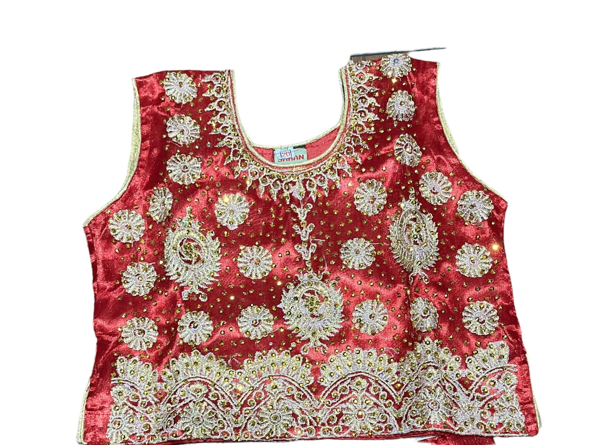 Traditional girls' Lehenga Choli set for kids by Saree Ghor Charlotte, colorful ethnic wear with intricate embroidery for young girls.