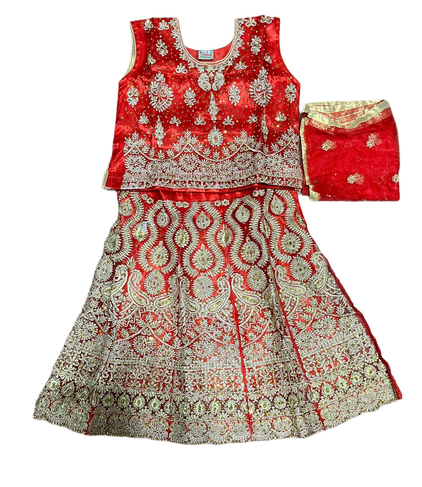 Traditional girls' Lehenga Choli set by Saree Ghor Charlotte, colorful ethnic wear for kids aged 1-2 years.