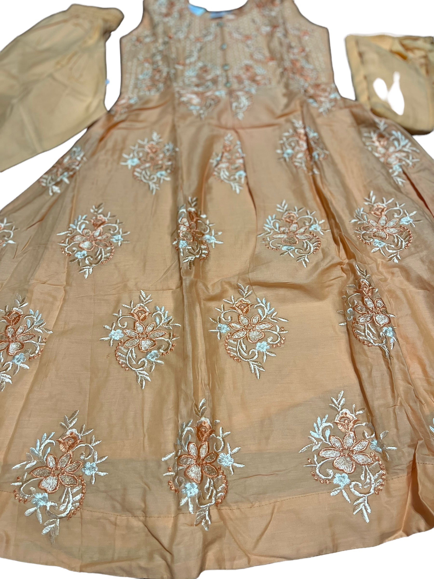 Traditional cotton salwar kameez suit for girls, cultural ethnic wear by Saree Ghor Charlotte, for ages 10-12 years.