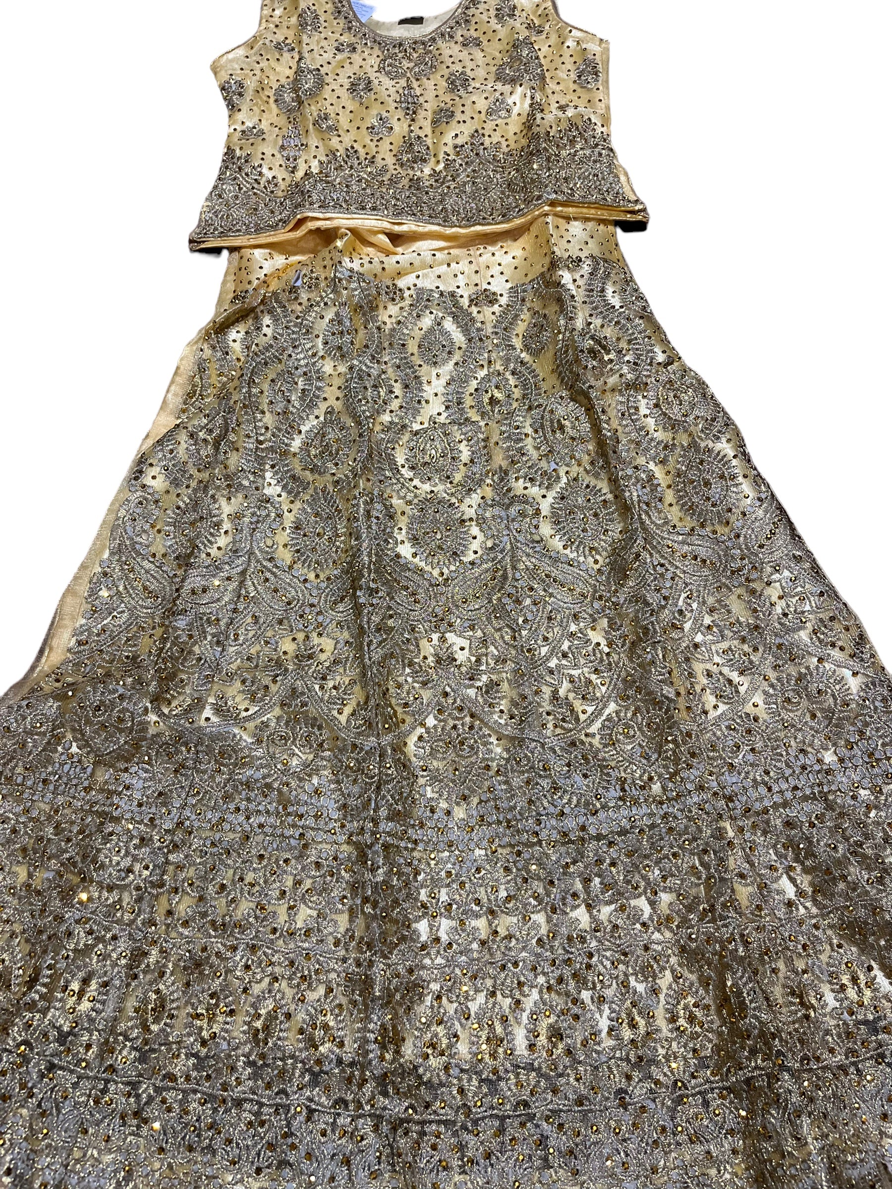 Traditional girls Lehenga Choli set by Saree Ghor Charlotte, featuring colorful ethnic costume for kids aged 10-12 years.