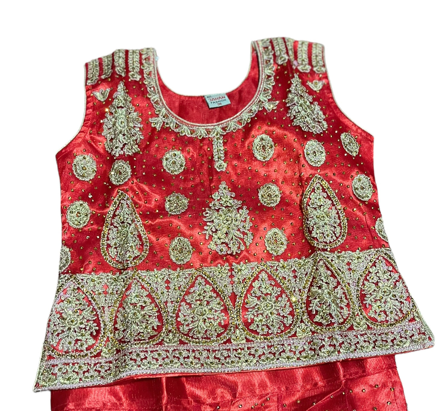Traditional girls' Lehenga Choli set by Saree Ghor Charlotte for ages 10-12, featuring colorful ethnic attire for kids.