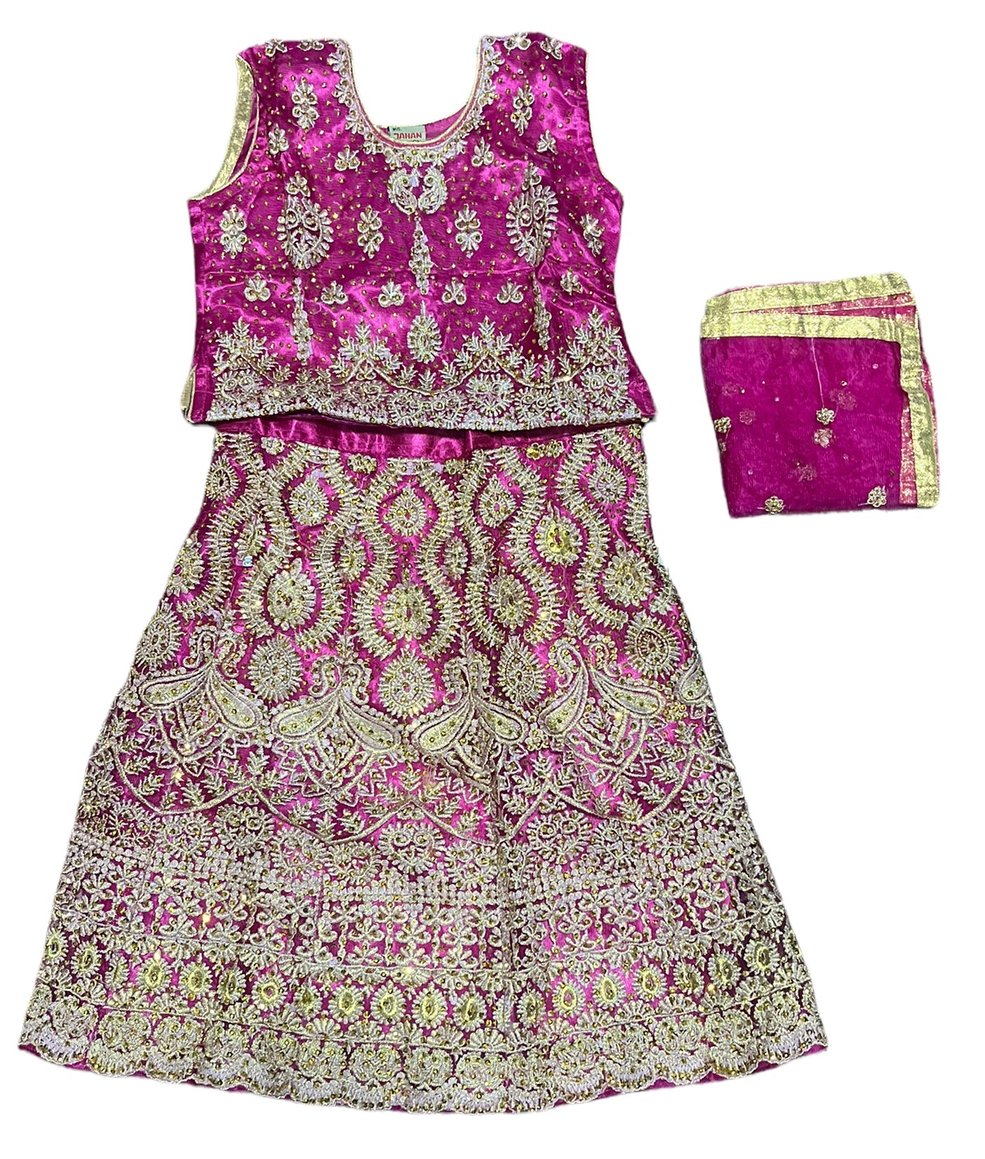 Traditional girls' Lehenga Choli set by Saree Ghor Charlotte, colorful ethnic wear for kids aged 3-4 years.
