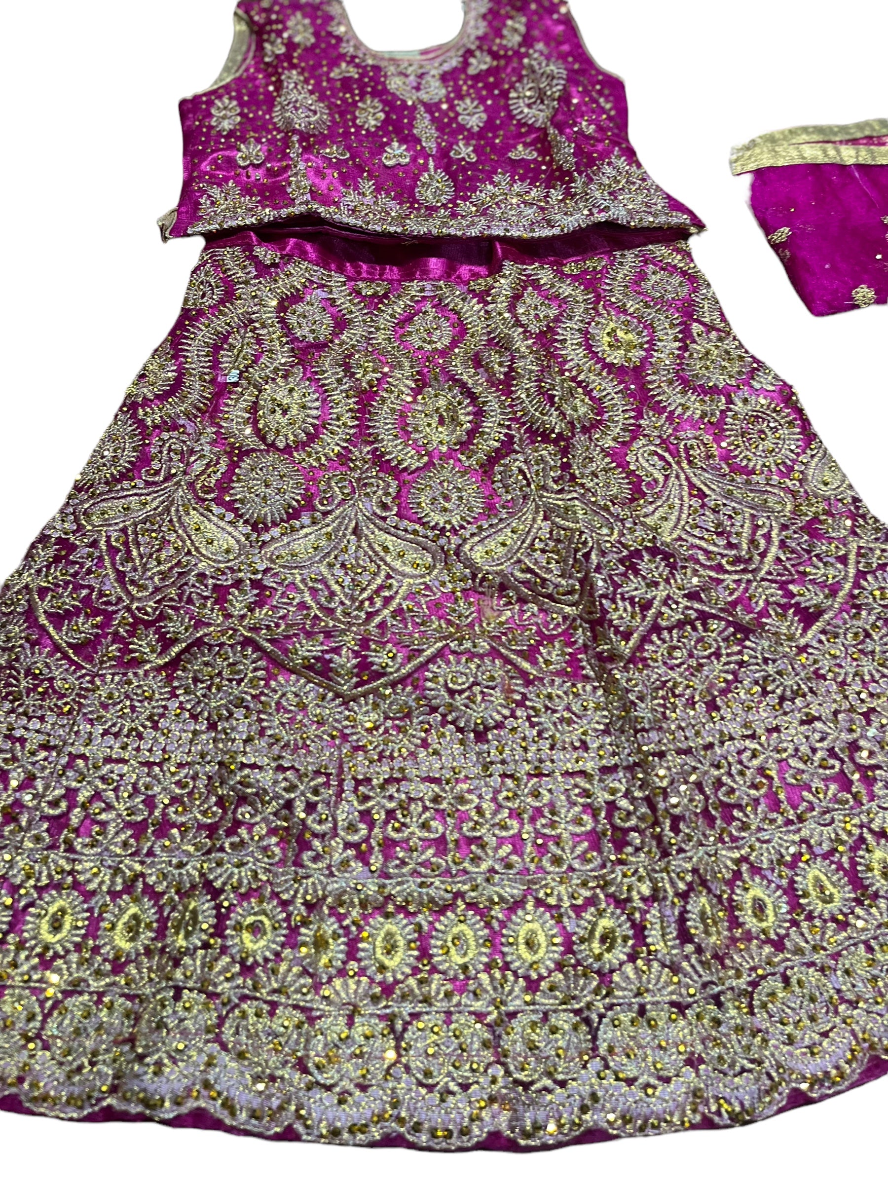 Traditional girls' Lehenga Choli set by Saree Ghor Charlotte, colorful ethnic wear for kids aged 3-4 years, vibrant and festive.