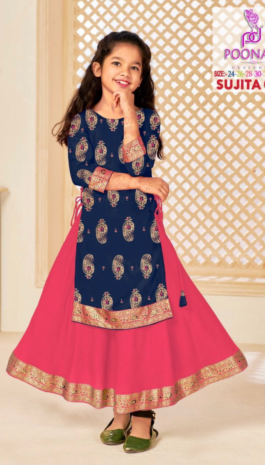 Elegant Girls Rayon Foil Printed Gown-Style Traditional Dress - Ethnic Wear - 02 - Saree Ghor Charlotte