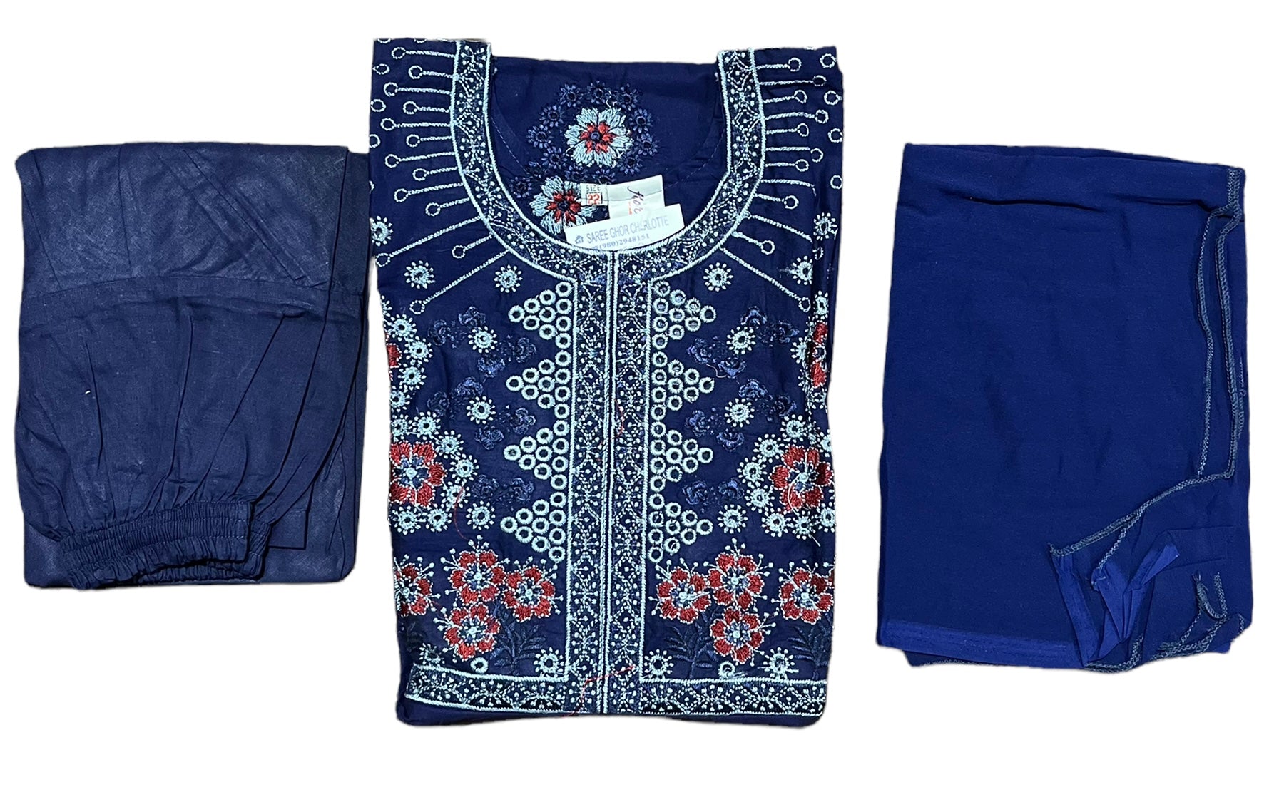Traditional cotton salwar kameez suit for girls, ethnic wear for kids, by Saree Ghor Charlotte, for ages 5-6.