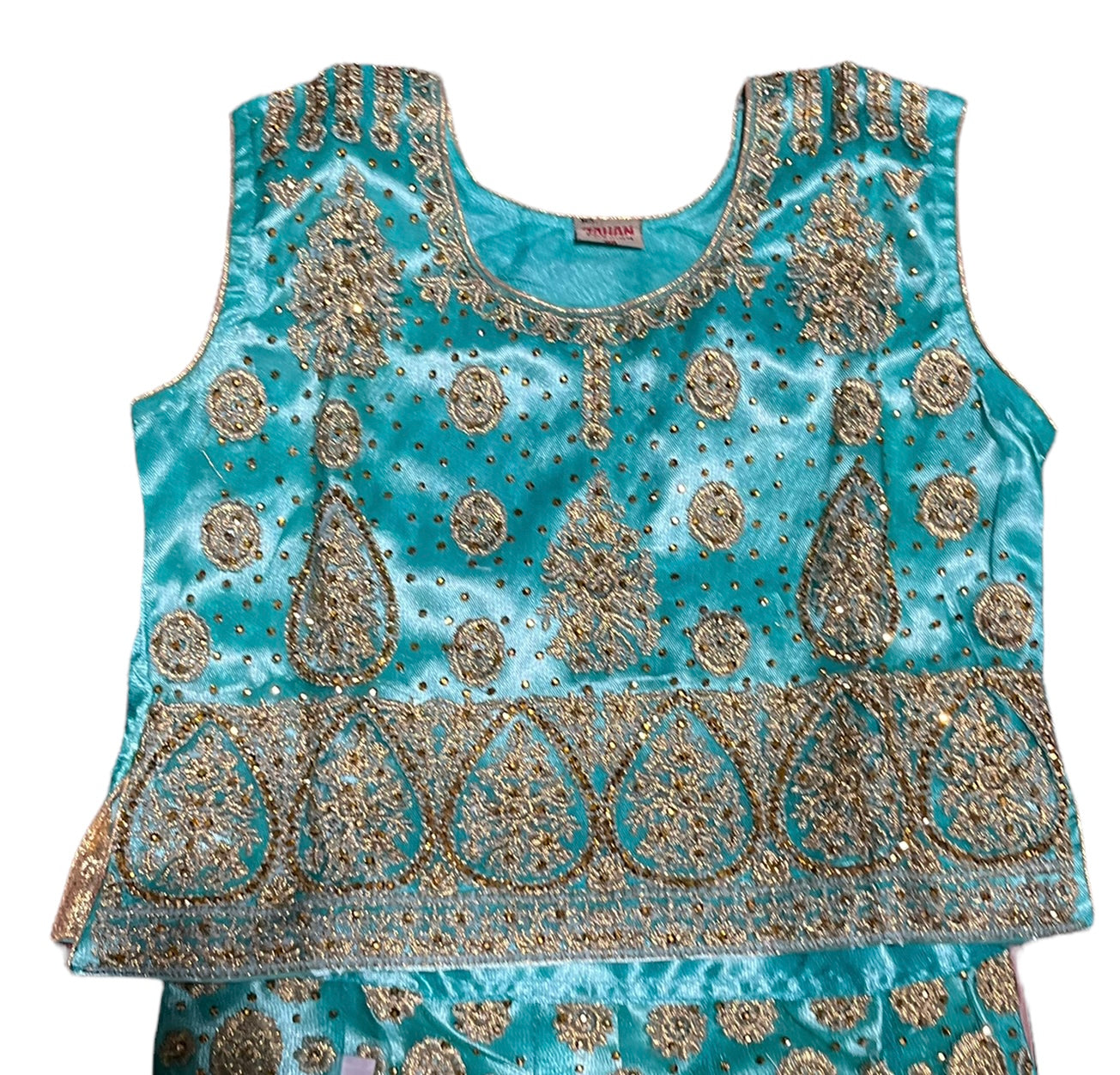 Traditional girls Lehenga Choli set by Saree Ghor Charlotte, colorful ethnic wear for kids aged 5-6 with intricate details.
