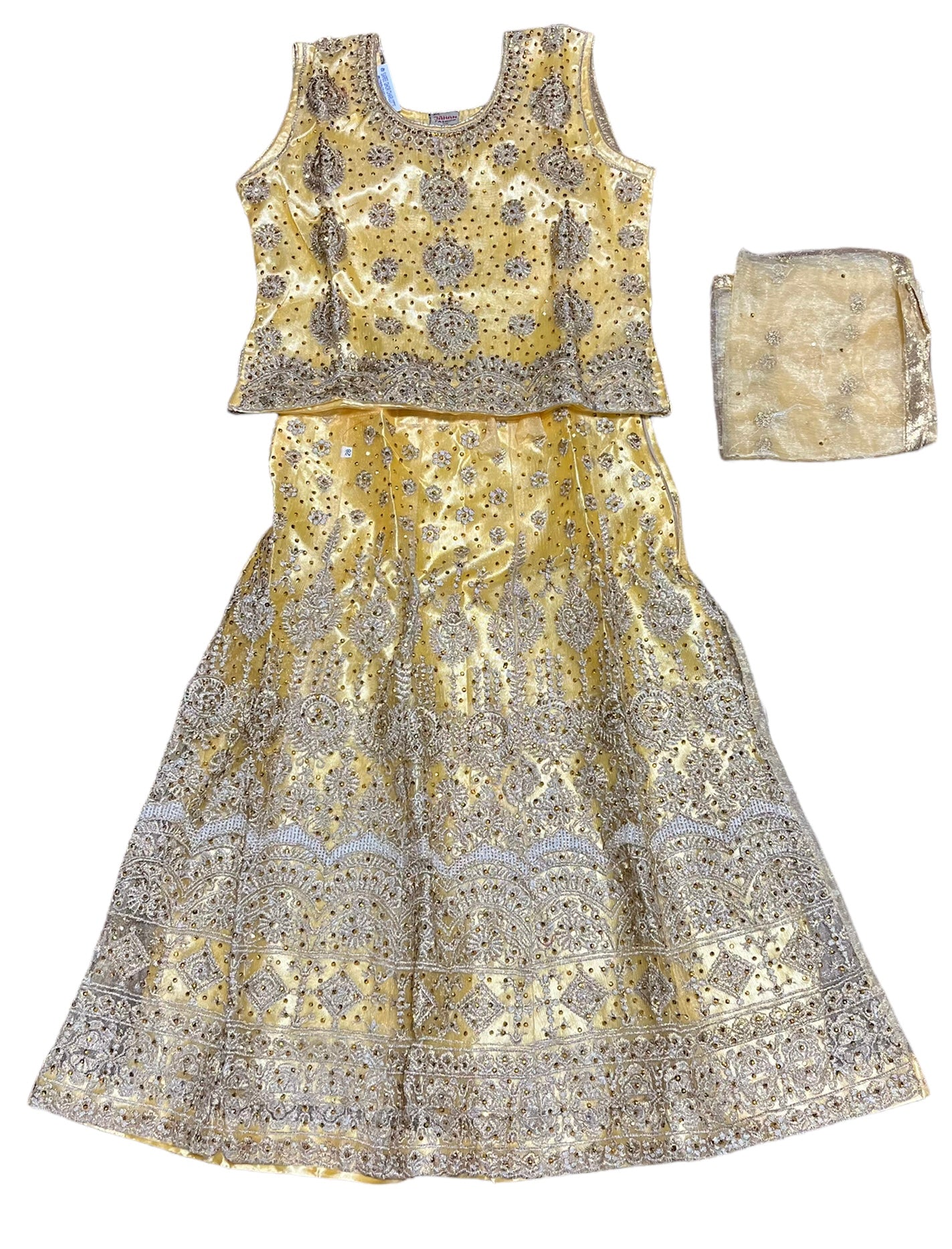 Traditional girls' Lehenga Choli set by Saree Ghor Charlotte, colorful ethnic wear for kids aged 5-6, with intricate embroidery.