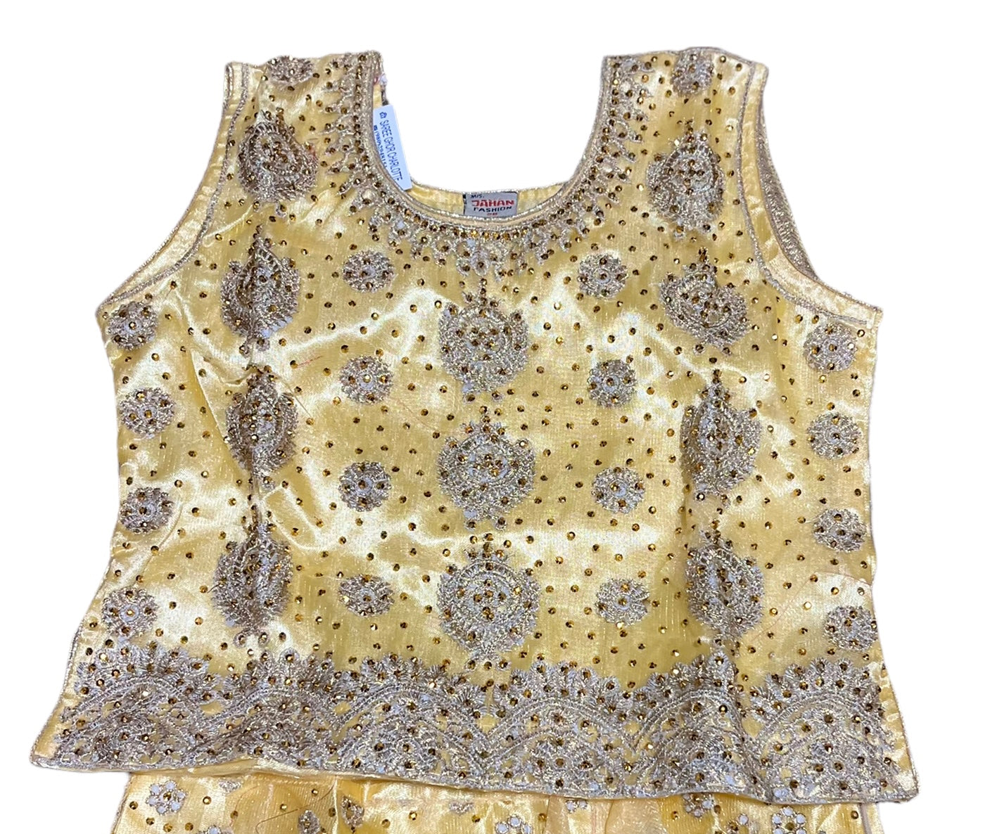 Traditional girls' Lehenga Choli set by Saree Ghor Charlotte, ethnic wear for kids aged 5-6, featuring colorful fabric and intricate embroidery.