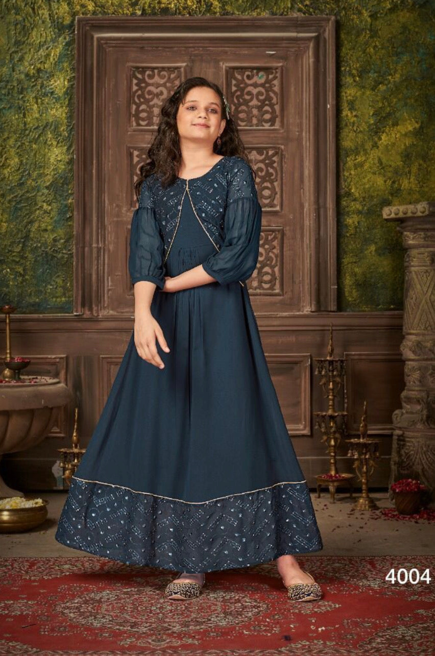 Traditional Gown Suit for Young Girls - Ethnic Wear - D - Saree Ghor Charlotte