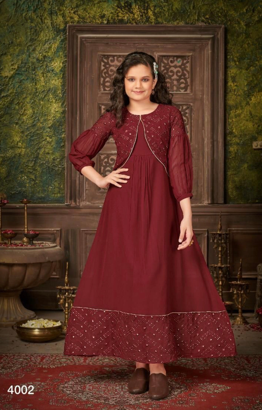 Traditional Gown Suit for Young Girls - Ethnic Wear - B - Saree Ghor Charlotte