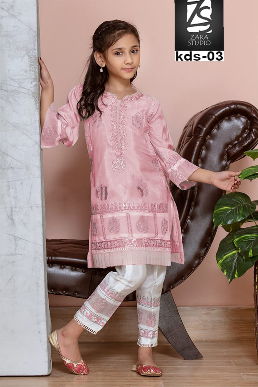 Traditional Georgette Salwar Kameez For Girls, Cultural Wear for Kids, 01 - Saree Ghor Charlotte