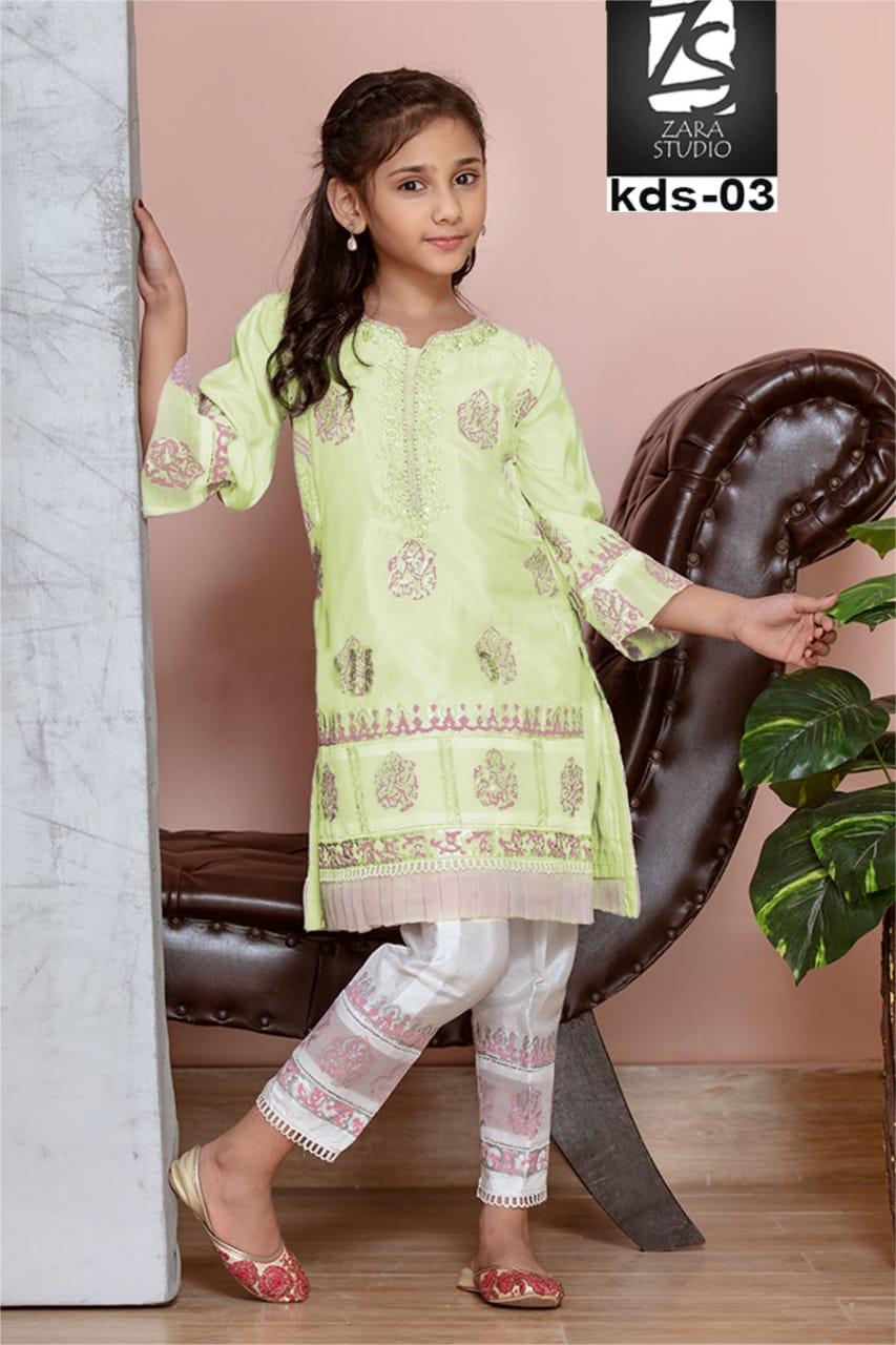 Traditional Georgette Salwar Kameez For Girls, Cultural Wear for Kids, 02 - Saree Ghor Charlotte
