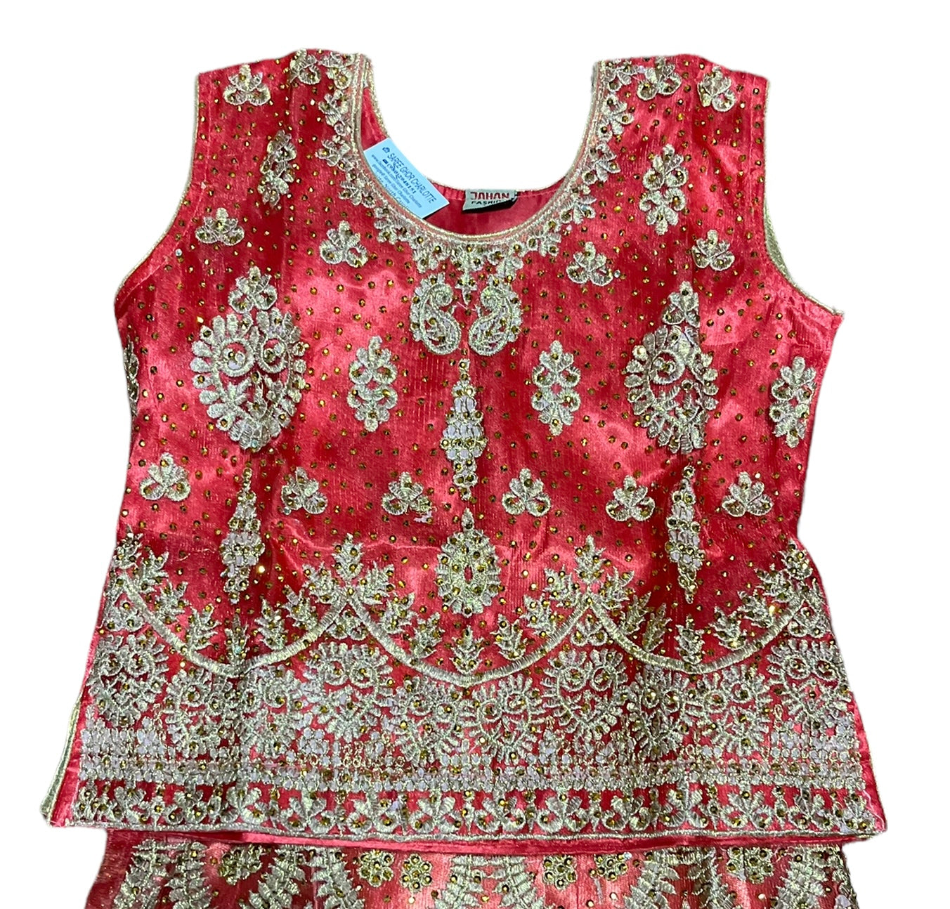 Traditional girls Lehenga Choli set by Saree Ghor Charlotte, colorful ethnic wear for kids aged 8-9 years, with detailed embroidery.