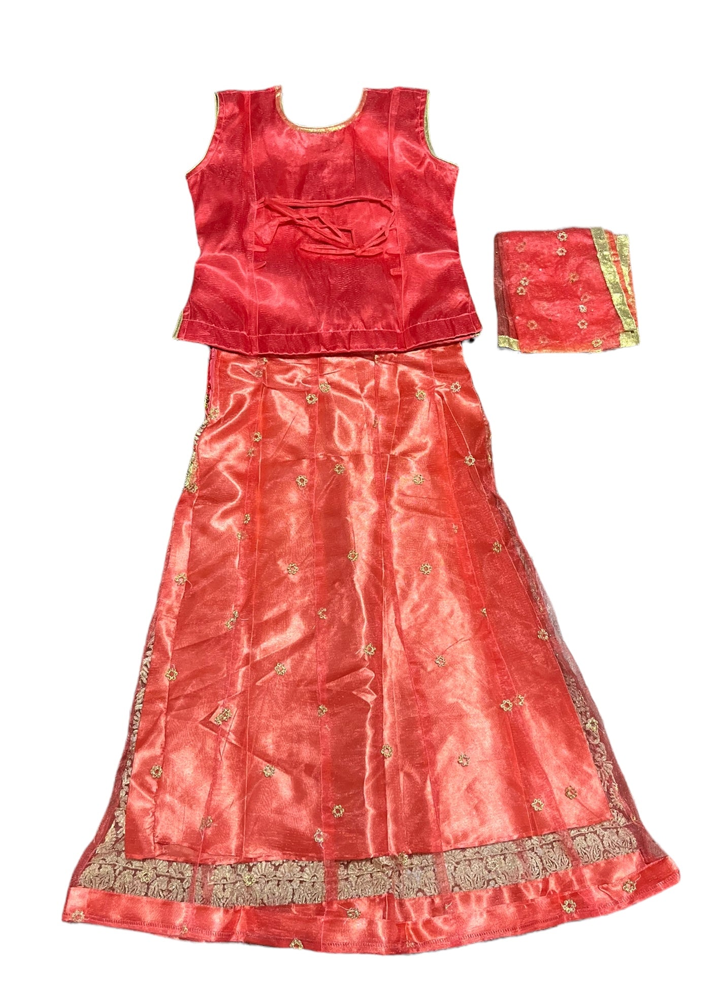 Traditional girls' Lehenga Choli set by Saree Ghor Charlotte for ages 8-9, featuring colorful ethnic wear with intricate designs.