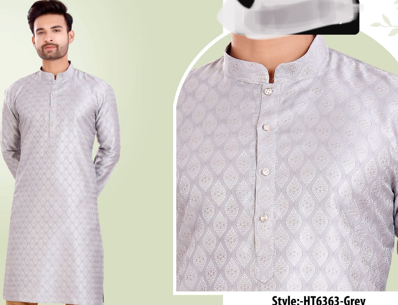 Mens traditional silk kurta in vibrant colors, ethnic wear by Saree Ghor Charlotte, featuring intricate patterns and a classic fit.