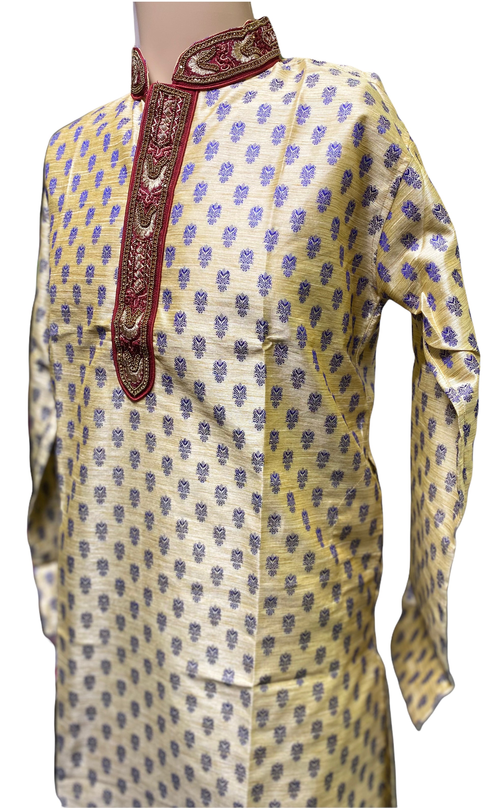 Traditional men's cotton party wear kurta by Saree Ghor Charlotte, featuring a classic design and comfortable fit.