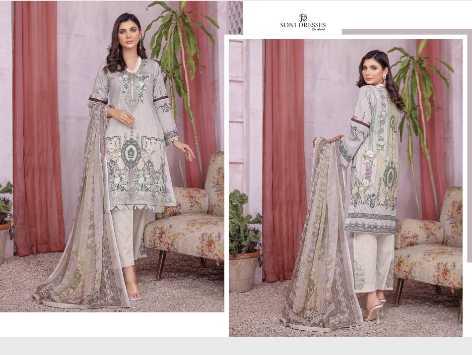 Traditional Soni Brand Pakistani Salwar Kameez for women, featuring intricate ethnic embroidery and vibrant fabric.