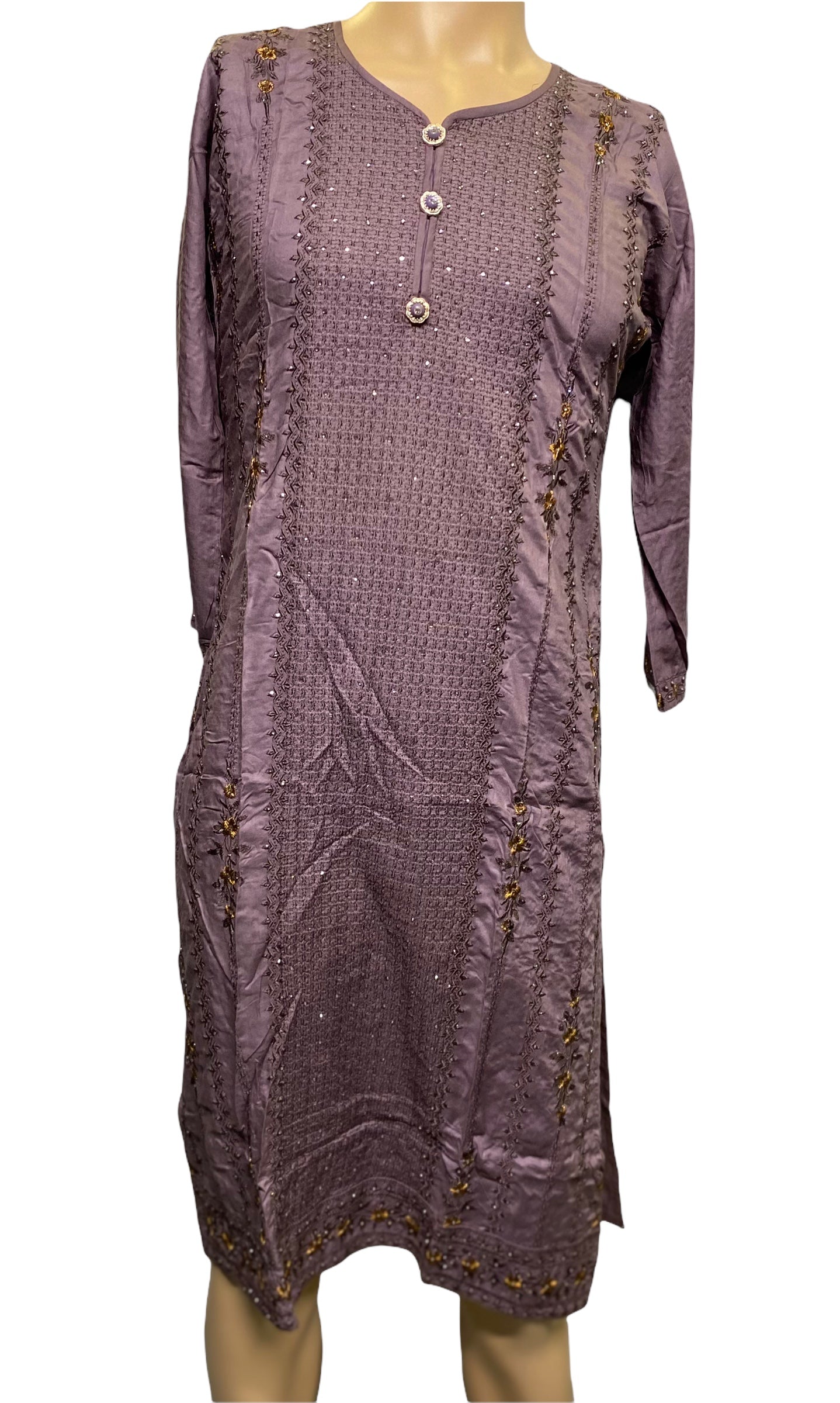 Traditional cotton long sleeve salwar kameez suit with intricate embroidery from Saree Ghor Charlotte, ethnic wear for women.